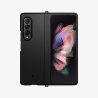 ACS03410 - Galaxy Z Fold 3 Case Neo Hybrid S in black showing the back and front with device fully open